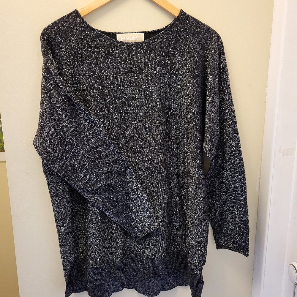 Michael Kors Silver & Black Knit Tunic sz L